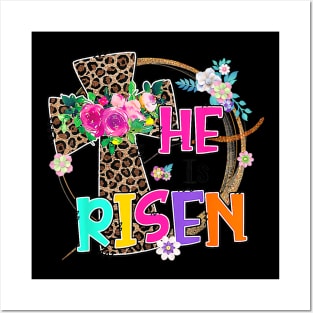 Easter For Christian Teen Girls Mom He Is Risen Leopard Posters and Art